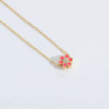 Necklace Pendant Clavicle Chain Mixed Gemstone Inlay Copper Dripping Oil Flower Design Women Minimalist