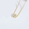 Necklace Pendant Clavicle Chain Mixed Gemstone Inlay Copper Dripping Oil Flower Design Women Minimalist
