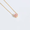 Necklace Pendant Clavicle Chain Mixed Gemstone Inlay Copper Dripping Oil Flower Design Women Minimalist