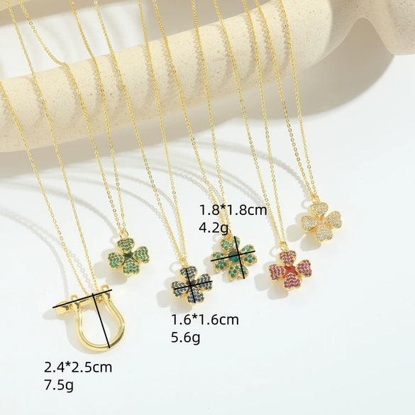 Necklace Pendant Clavicle Chain Women Simple Style Copper Electroplating Fourleaf Clover Star Design