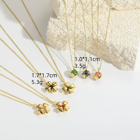 Necklace Pendant Clavicle Chain Women's Simple Geometric Copper Mixed Gemstone Setting Electroplating