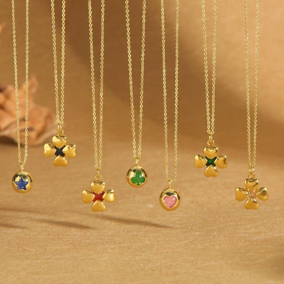 Necklace Pendant Clavicle Chain Women's Simple Geometric Copper Mixed Gemstone Setting Electroplating
