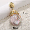 Necklace Pendant Copper Goldplated Abalone Shell Baroque Style Water Drops Leaves Wheat Ears Colorpreserving