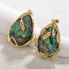 Necklace Pendant Copper Goldplated Abalone Shell Baroque Style Water Drops Leaves Wheat Ears Colorpreserving