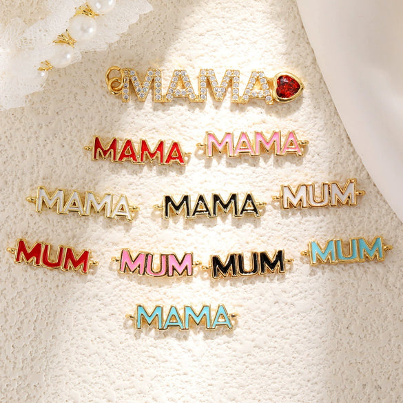 Necklace Pendant Copper Heart Shape Dripping Oil Sweet Style English Letter Accessories