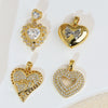 Necklace Pendant Copper Heartshaped 18K Gold Plated With Diamond And Zircon