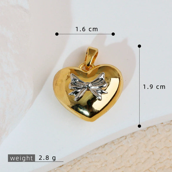 Necklace Pendant Copper Heartshaped 18K Gold Plated With Diamond And Zircon