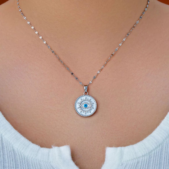 Necklace Pendant Copper Inlaid Zircon Devil's Eye Geometric Heart Shape Electroplating Women's Jewelry