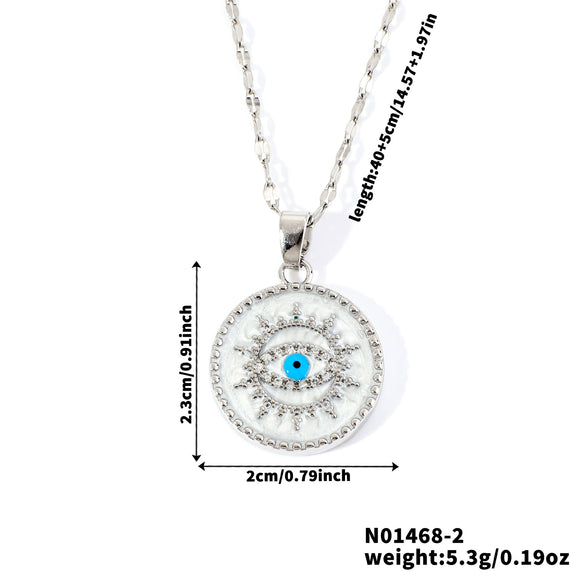 Necklace Pendant Copper Inlaid Zircon Devil's Eye Geometric Heart Shape Electroplating Women's Jewelry