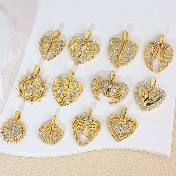 Necklace Pendant Copper Microinlaid Zircon Love Wings Electroplating Animal Zodiac Geometric Shapes Jewelry Accessories