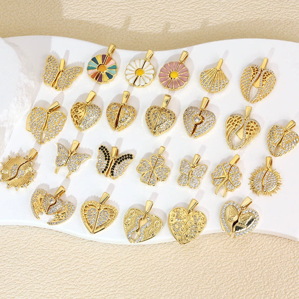 Necklace Pendant Copper Microinlaid Zircon Love Wings Electroplating Animal Zodiac Geometric Shapes Jewelry Accessories