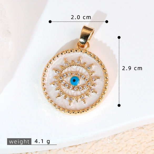 Necklace Pendant Copper Plated 18K Gold With Devil's Eye Cartoon Characters Zircon Diy Jewelry Accessories