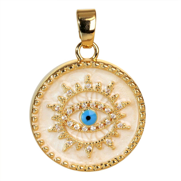 Necklace Pendant Copper Plated 18K Gold With Devil's Eye Cartoon Characters Zircon Diy Jewelry Accessories