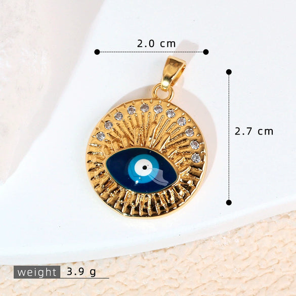 Necklace Pendant Copper Plated 18K Gold With Devil's Eye Cartoon Characters Zircon Diy Jewelry Accessories