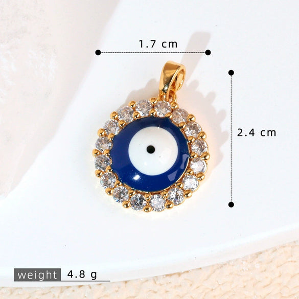 Necklace Pendant Copper Plated 18K Gold With Devil's Eye Cartoon Characters Zircon Diy Jewelry Accessories