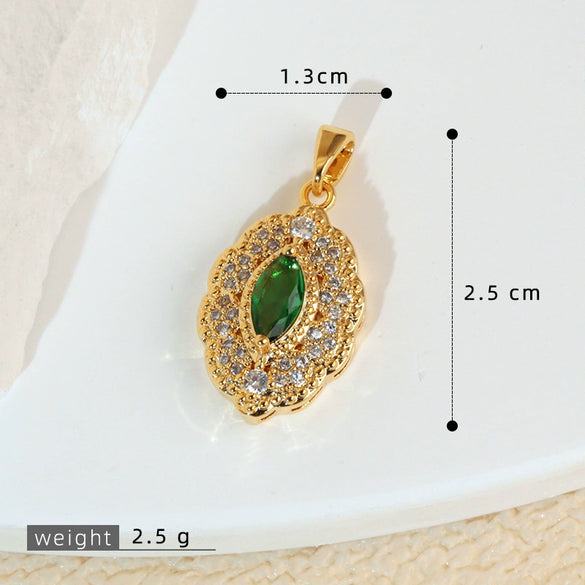 Necklace Pendant Copper Plated Real Gold Microinlaid Zircon Geometric Style Electroplating