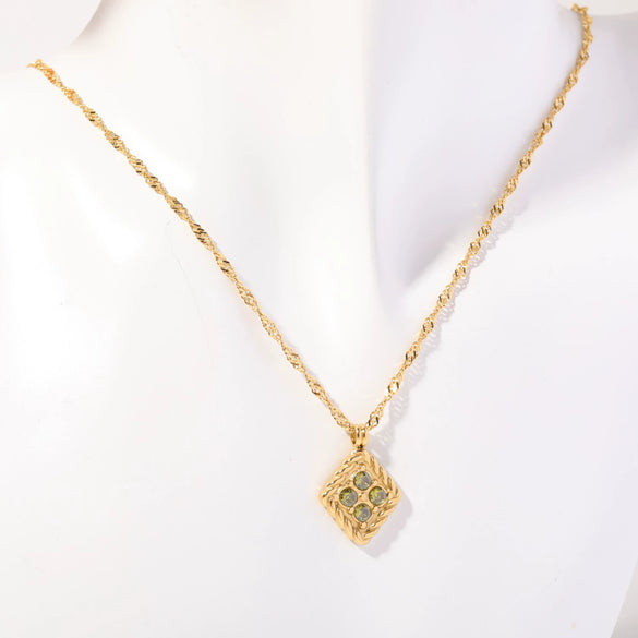 Necklace Pendant Geometric Style Titanium Steel Artificial Crystal For Women