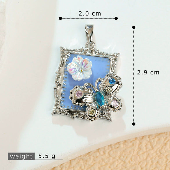 Necklace Pendant Imitation Pearl Flower Dripping Oil Painting Style