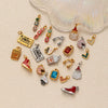 Necklace Pendant Ins Style Stainless Steel Electroplating With Tape Cake Clouds Shoes Ruby Rhinestone Fries Headset Walkman Sapphire