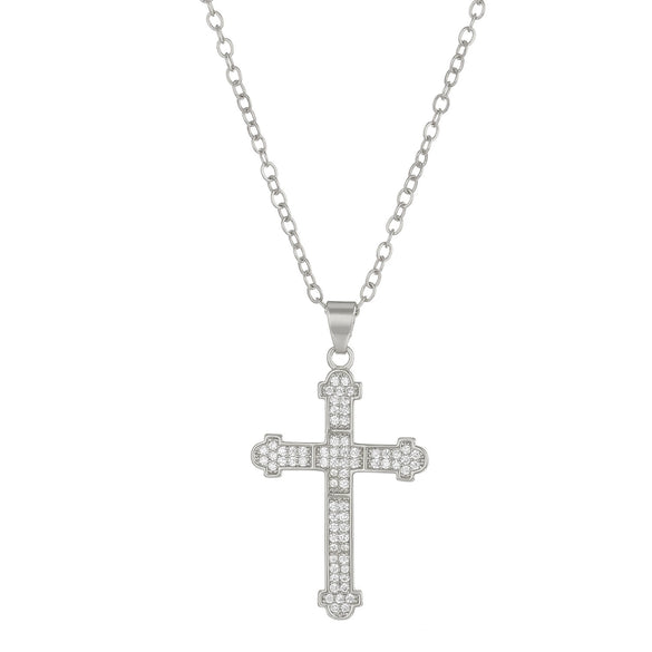 Necklace Pendant Micro Inlaid Zircon Cross Copper Alloy Geometric Electroplating For Women
