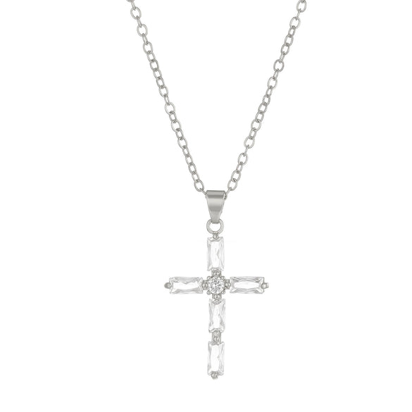 Necklace Pendant Micro Inlaid Zircon Cross Copper Alloy Geometric Electroplating For Women