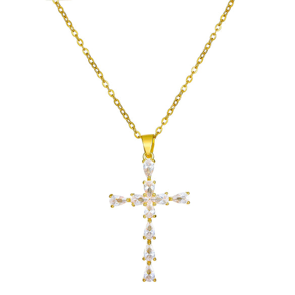 Necklace Pendant Micro Inlaid Zircon Cross Copper Alloy Geometric Electroplating For Women
