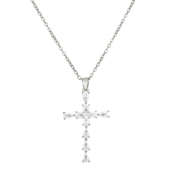 Necklace Pendant Micro Inlaid Zircon Cross Copper Alloy Geometric Electroplating For Women