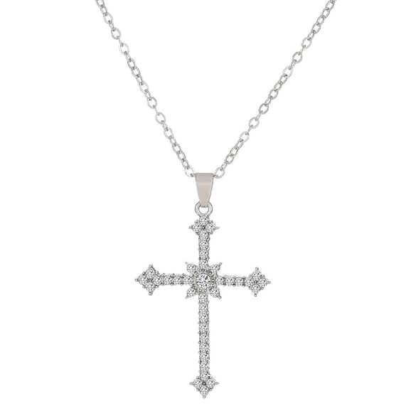 Necklace Pendant Micro Inlaid Zircon Cross Copper Alloy Geometric Electroplating For Women