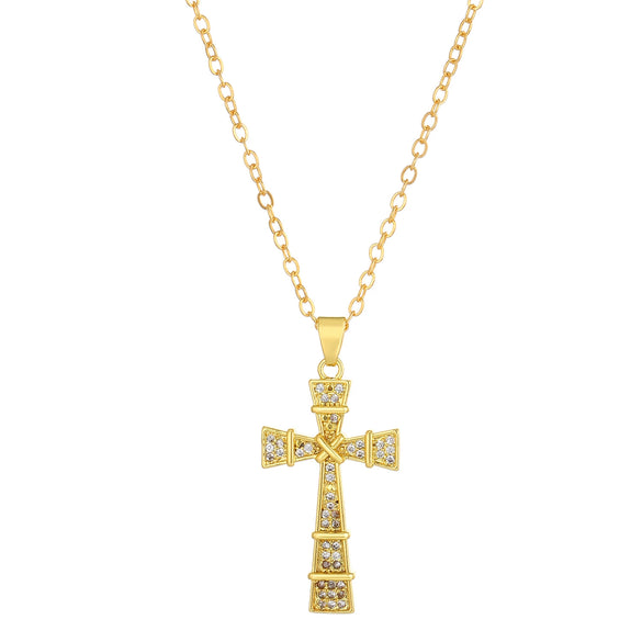 Necklace Pendant Micro Inlaid Zircon Cross Copper Alloy Geometric Electroplating For Women