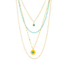 Necklace Pendant Multilayer Irregular Round Turquoise Stainless Steel Geometric Electroplated