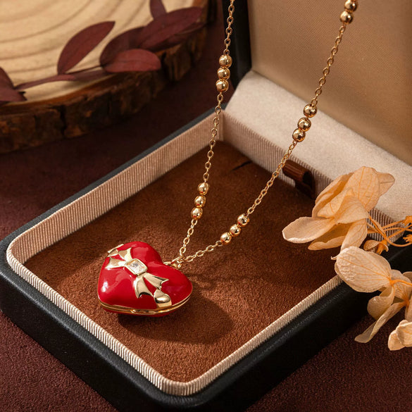 Necklace Pendant Photo Album Opening And Closing Love Shape Heart Copper Mixed Gemstone Setting Electroplating Minimalist Geometric Twist Chain Unisex