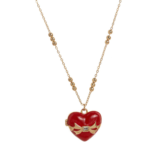 Necklace Pendant Photo Album Opening And Closing Love Shape Heart Copper Mixed Gemstone Setting Electroplating Minimalist Geometric Twist Chain Unisex