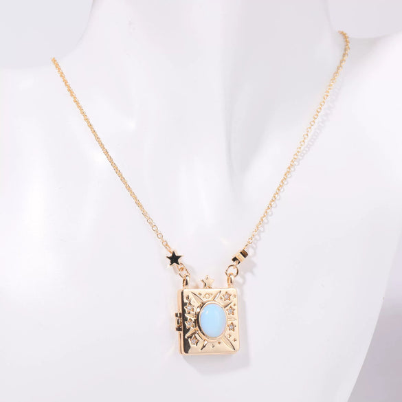 Necklace Pendant Photo Album Opening And Closing Love Shape Heart Copper Mixed Gemstone Setting Electroplating Minimalist Geometric Twist Chain Unisex
