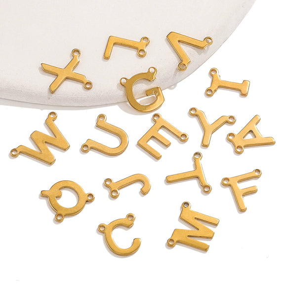 Necklace Pendant Stainless Steel 18K Gold Plated Electroplated Mini Letter Double Hole Jewelry Accessories