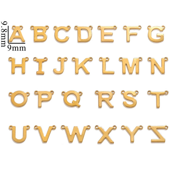Necklace Pendant Stainless Steel 18K Gold Plated Electroplated Mini Letter Double Hole Jewelry Accessories