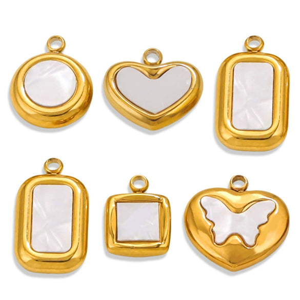 Necklace Pendant Stainless Steel Love Butterfly 18K Electroplated Acrylic Imitation Shell Hand Made