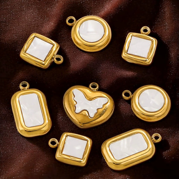 Necklace Pendant Stainless Steel Love Butterfly 18K Electroplated Acrylic Imitation Shell Hand Made