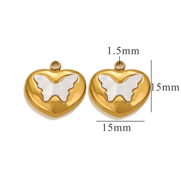Necklace Pendant Stainless Steel Love Butterfly 18K Electroplated Acrylic Imitation Shell Hand Made