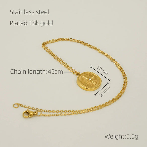 Necklace Pendant 316L Stainless Steel 316L Stainless Steel Geometric Electroplating Vacuum Plating 18K Gold Retro Fashion Women's