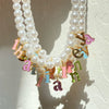 Necklace Pendant Stainless Steel Titanium Steel Pearl Chain Letter Pattern 18K Gold Plated Colorpreserving Dripping Oil