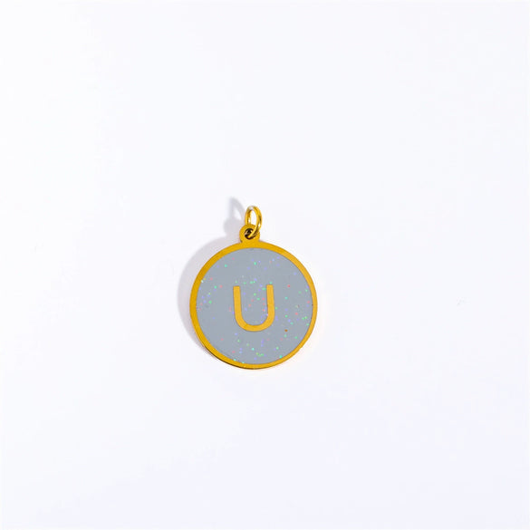 Necklace Pendant Titanium Steel Letter Pattern Gold Inlaid Accessories