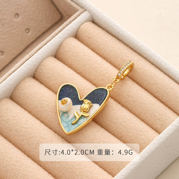 Necklace Pendant Universal Buckle Copper Electroplated Fashion Geometric Heart Flower Leaves Drop Shape Star Accessories