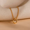 Necklace Pendant Women's Mixed Gemstone Inlay Titanium Steel Geometric Minimalist Accessories