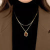 Necklace Pendant Women's Titanium Steel Alloy Geometric Electroplating Imitation Tiger Eye Clavicle Chain Light Luxury Niche Highend Sense Allmatch Internet Celebrity Accessories