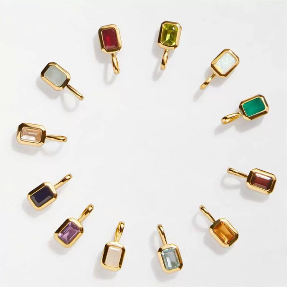 Necklace Pendant Women's Titanium Steel Mixed Gem Inlay Geometric Birthstone Cube Accessory