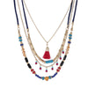 Necklace Plastic Resin Alloy Geometric Ball Chain Multilayer Bead Chain Tassel Pendant Bohemian Style