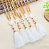 Necklace Plastic Resin Beaded Geometric Plaid Bohemian Cross Pendant Cotton Tassel