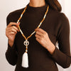 Necklace Plastic Resin Beaded Geometric Plaid Bohemian Cross Pendant Cotton Tassel