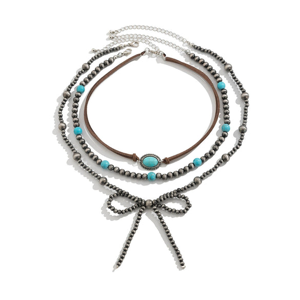 Necklace Plastic Resin Bow Distressed Handmade Electroplated Stacking Style Women's