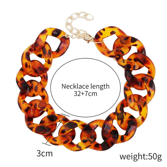 Necklace Plastic Resin Geometric Hiphop Retro Exaggerated Bamboo Chain Choker For Women